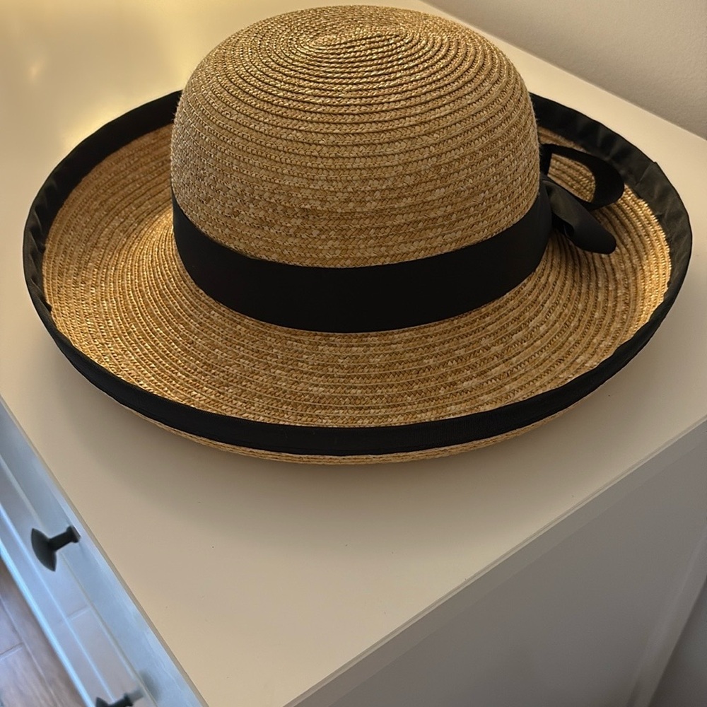 NWOT Tan Straw Hat with Ribbon